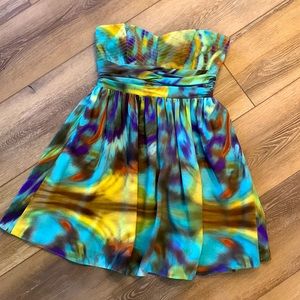 Jessica Simpson MULTI COLORED strapless Empire waist cocktail dress